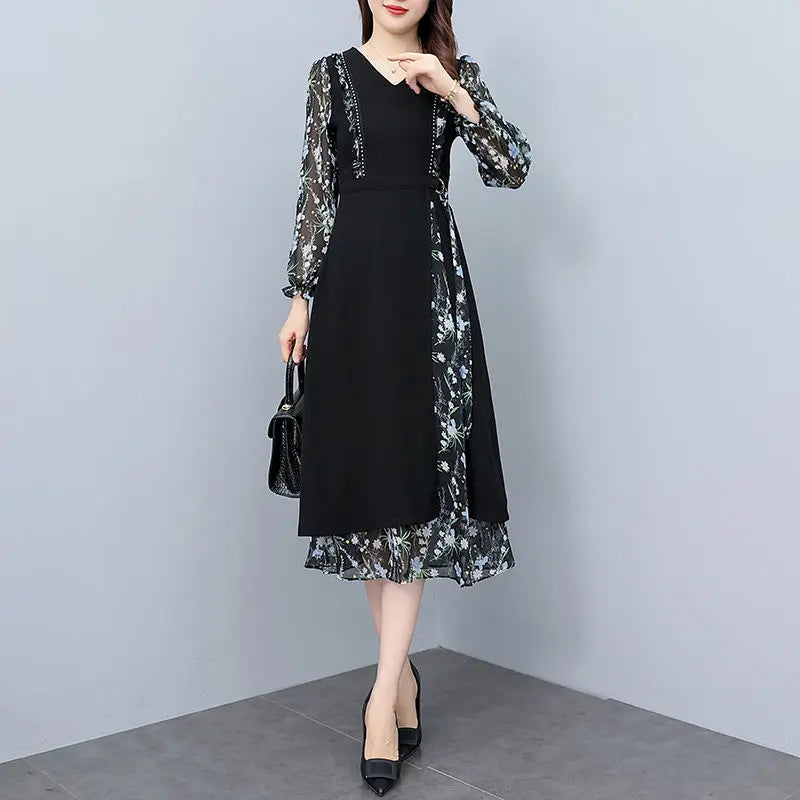 New Arrived Elegant V-Neck Beading Midi Dress