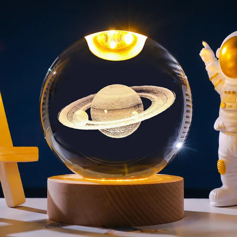 2025 New Bedroom Bedside Table Decoration For Friends Couples Heartfelt Gifts Creative 3D Luminous Crystal Ball LED Night Light