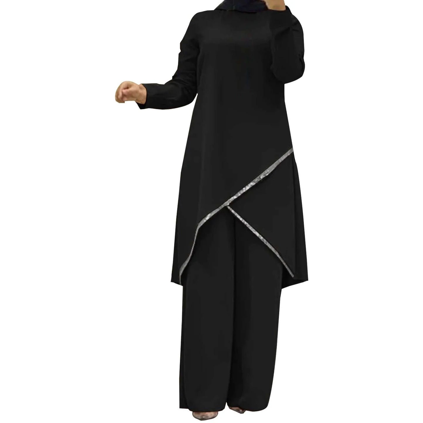 2PCS  Matching Sets Long Sleeve Blouse Abaya Suits