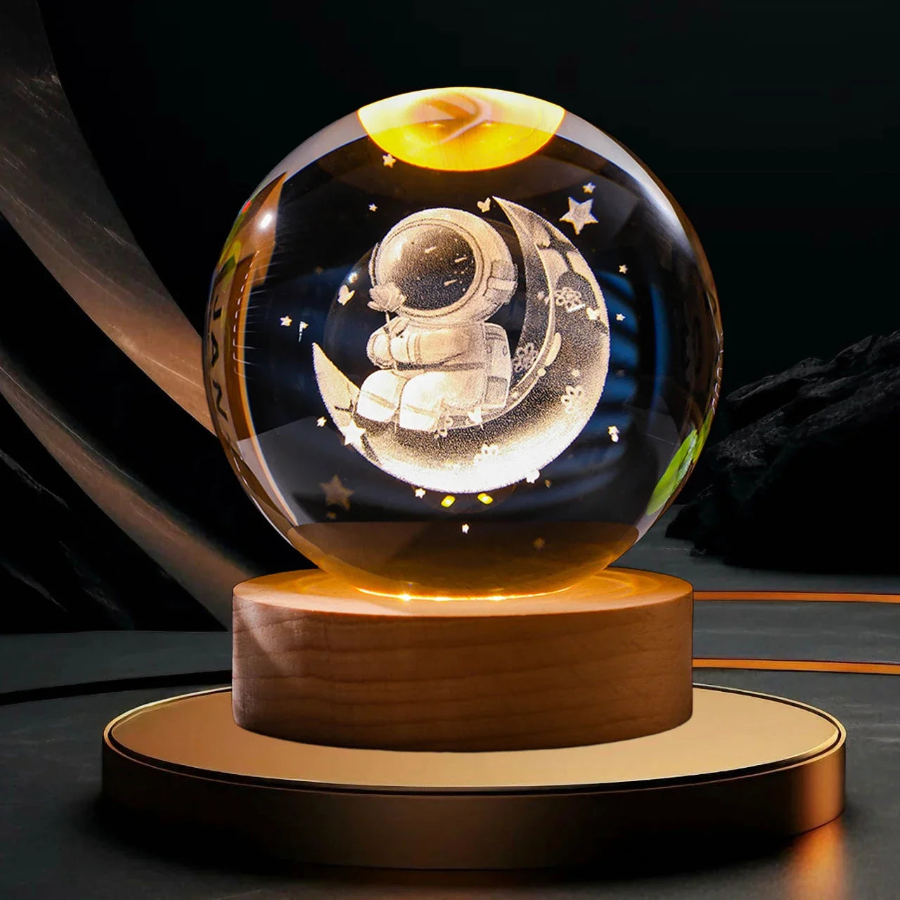 2025 New Bedroom Bedside Table Decoration For Friends Couples Heartfelt Gifts Creative 3D Luminous Crystal Ball LED Night Light
